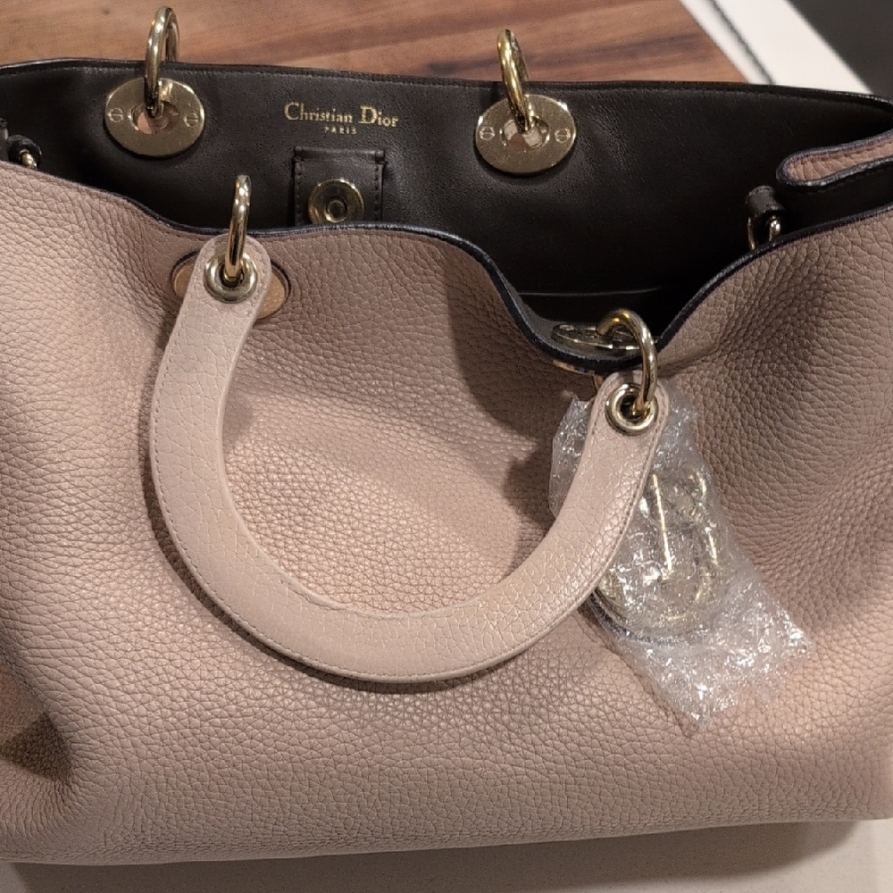 Dior Cream Leather Tote with Textured Finish